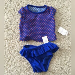 New Gap swimsuit spf uv polka swim suit tank dots shirt ruffle tankini baby 0-6